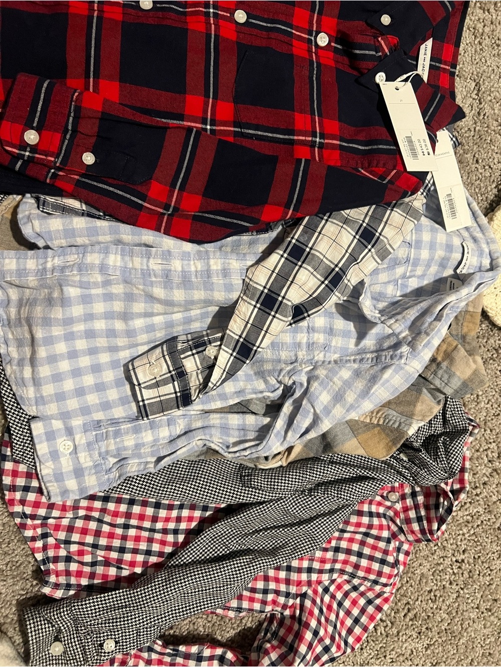 Janie and Jack Red and Navy Plaid Button-Up Shirt